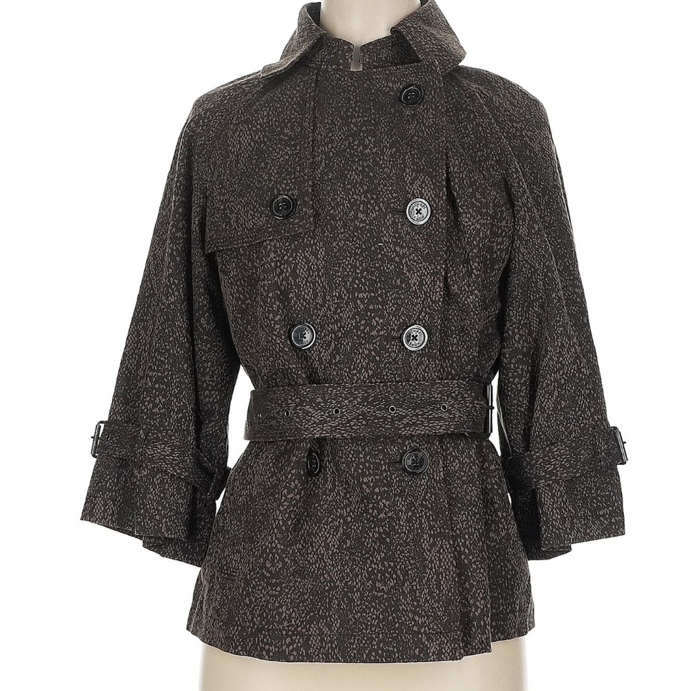 Michael Kors Brown Snakeskin Print Double-Breasted Trench Coat Gorpcore